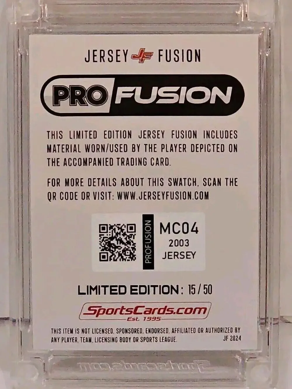 2024 Jersey Fusion Miguel Cabrera Game Worn Jersey Swatch, limited edition 15/50